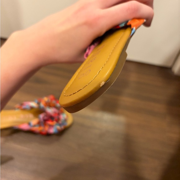 Gianni Bini -“Zereena” Multi-Color Floral Bow Flat Slide Sandals-Pink and Orange - Picture 5 of 5